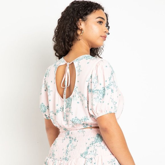 NEW Eloquii 2pc Cropped Bubble Blouse & Tiered Mini Skirt Co-ord Set Plus Sz 20w - Picture 2 of 5